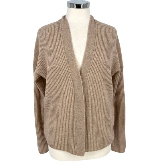 Vince Ribbed Wool Cashmere Button Up Cardigan Sweater Beige Size Small - Picture 1 of 12